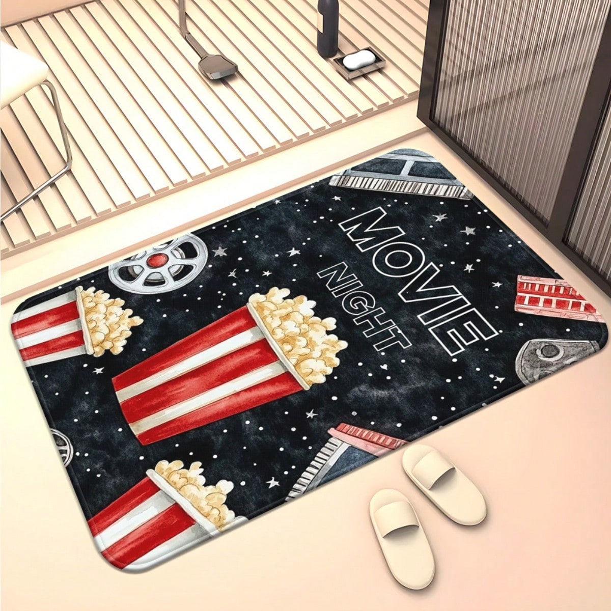 Movie Night Door Mat - Popcorn - Home Cinema Room Size review and price