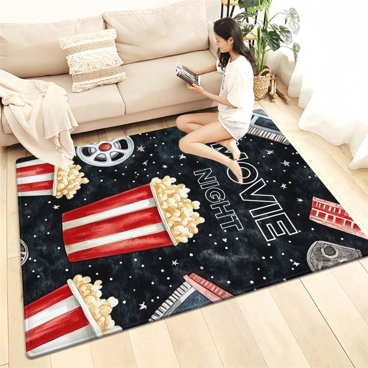 Movie Night Door Mat - Popcorn - Home Cinema Room Size review and price